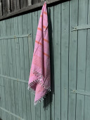 Fouta rose à rayure mandarine