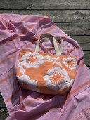 Fouta rose à rayure mandarine