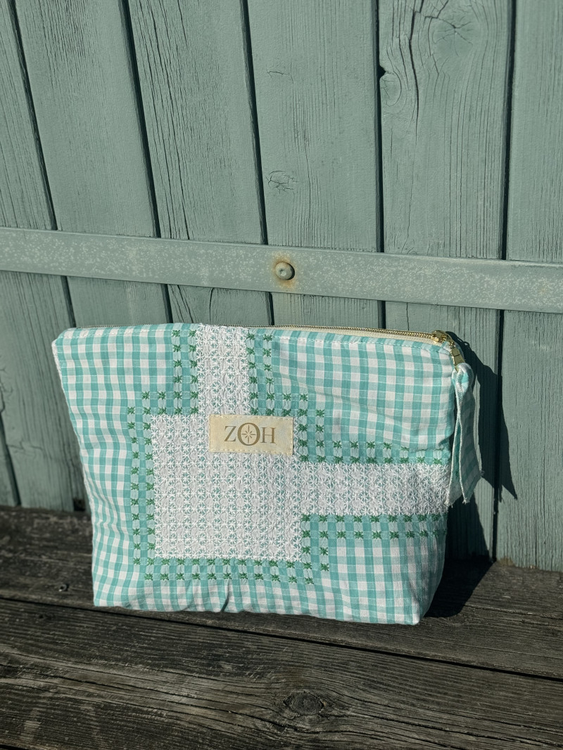 Henriette/ Celadon Gingham Clutch