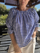 OLGA / Blouse vichy bleu roi