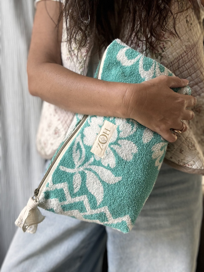 Pochette éponge vintage emeraude N°31