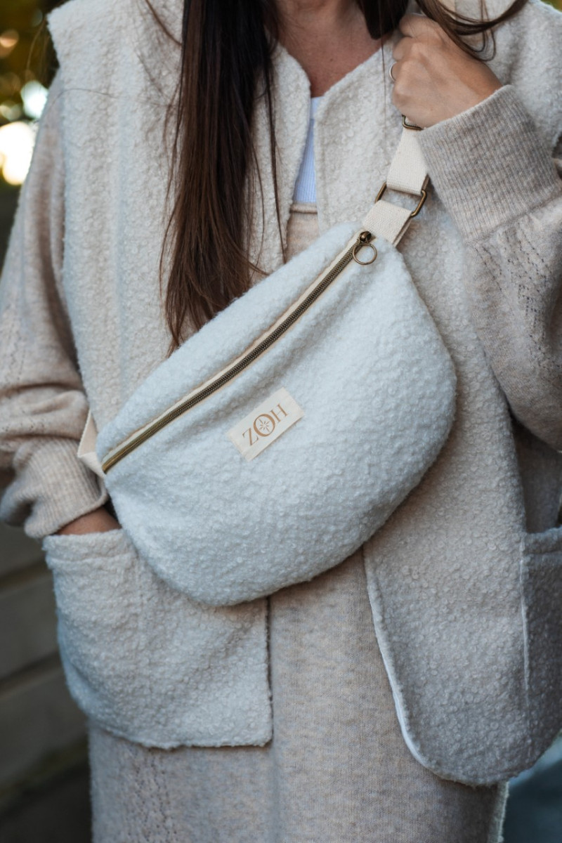 Sac banane NINON bouclette blanc