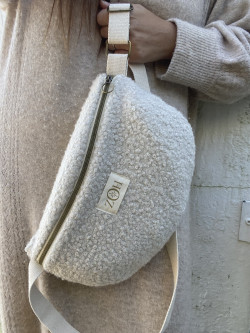 Sac banane NINON bouclette beige