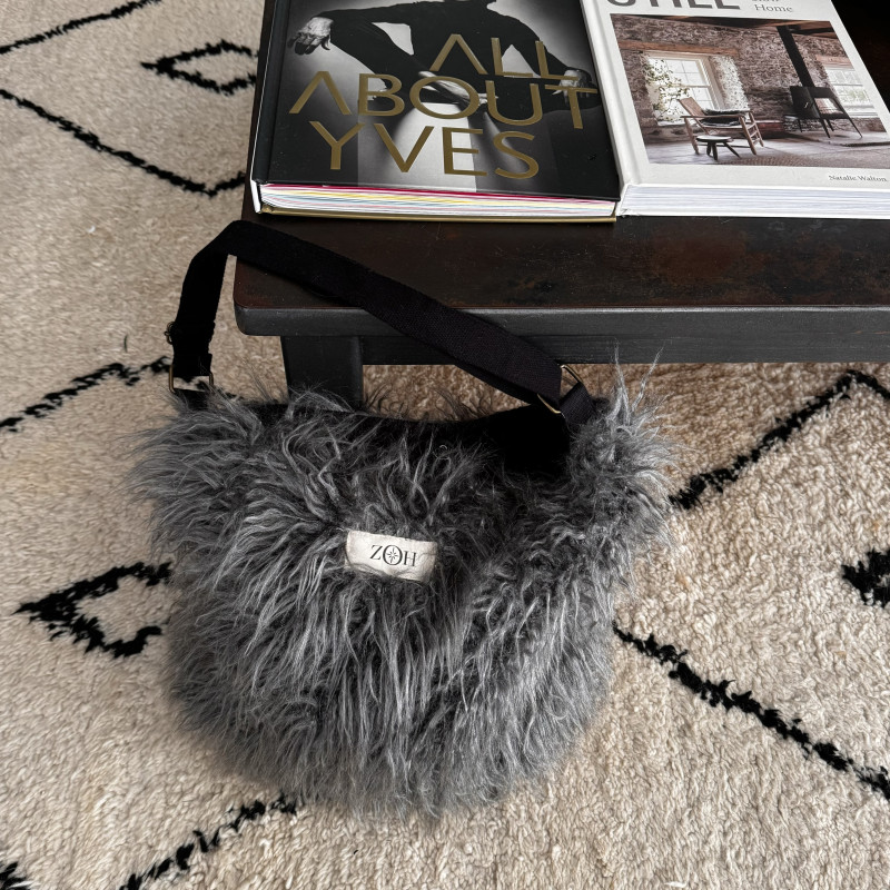 Barney Grey Faux Fur Bag