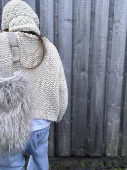 Barney Beige Faux Fur Bag