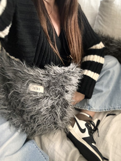 Barney Grey Faux Fur Bag