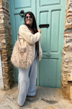 Barney Beige Faux Fur Bag
