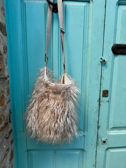 Barney Beige Faux Fur Bag