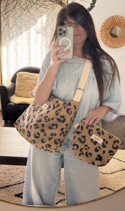 copy of NINON  Greige terry pouch