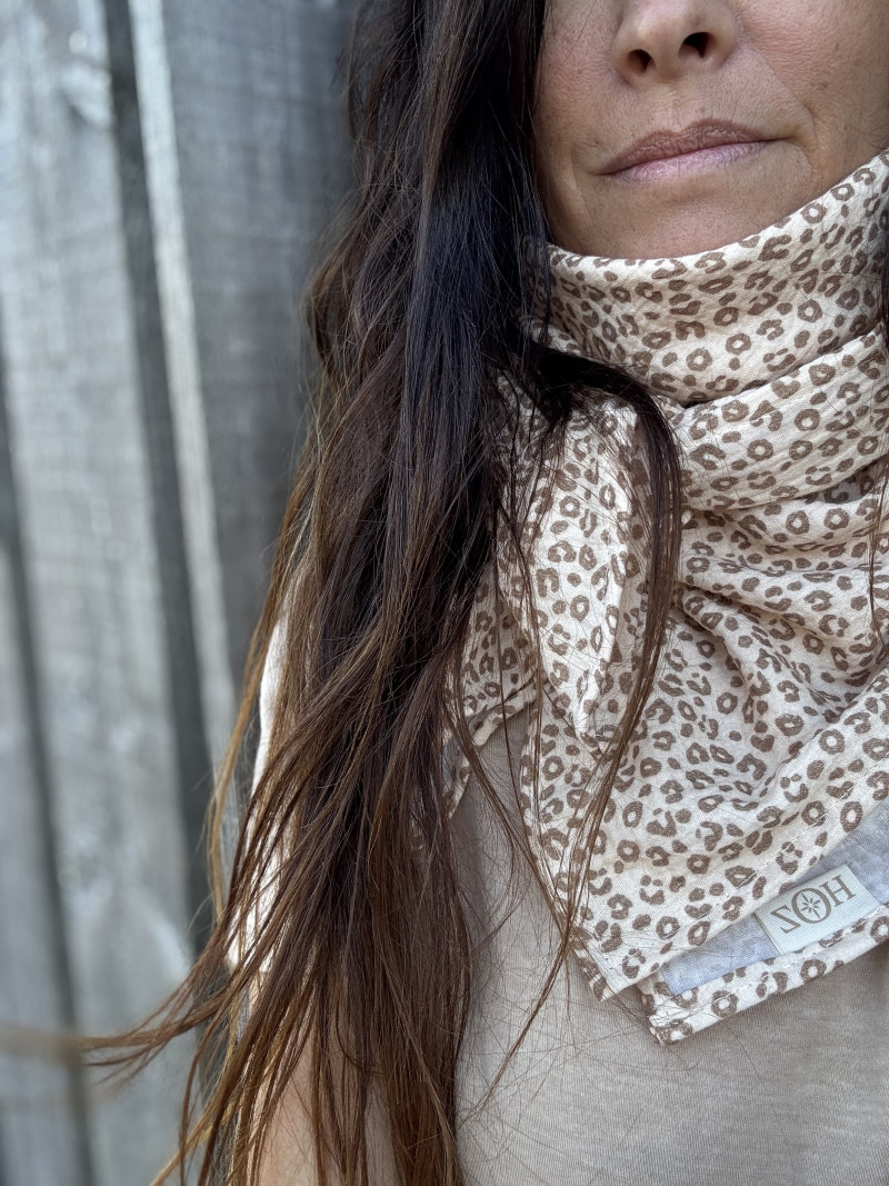Léo / Leopard Print Cotton Gauze Scarf