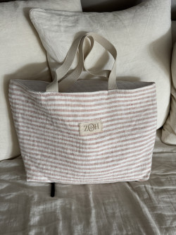 Fragola/ Pink Striped Linen Tote