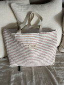 Fragola/ Pink Striped Linen Tote