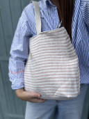 Fragola/ Pink Striped Linen Tote