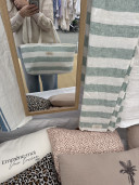 Pistacchio/ Celadon striped linen tote