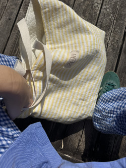 Limoncello/ Yellow Striped Linen Tote