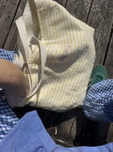 Limoncello/ Yellow Striped Linen Tote