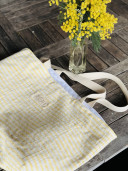 Limoncello/ Yellow Striped Linen Tote