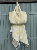 Limoncello/ Yellow Striped Linen Tote