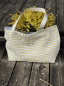 Limoncello/ Yellow Striped Linen Tote