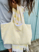 Limoncello/ Yellow Striped Linen Tote