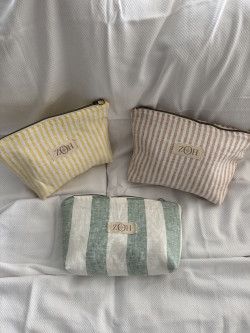 Pochette limoncello // en lin rayé jaune