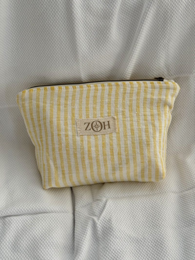 Pochette limoncello // en lin rayé jaune