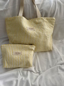 Pochette limoncello // en lin rayé jaune