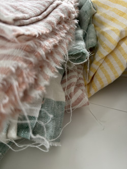 Pistacchio/ Celadon Striped Linen Tote Bag