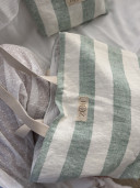 Pistacchio/ Celadon Striped Linen Tote Bag