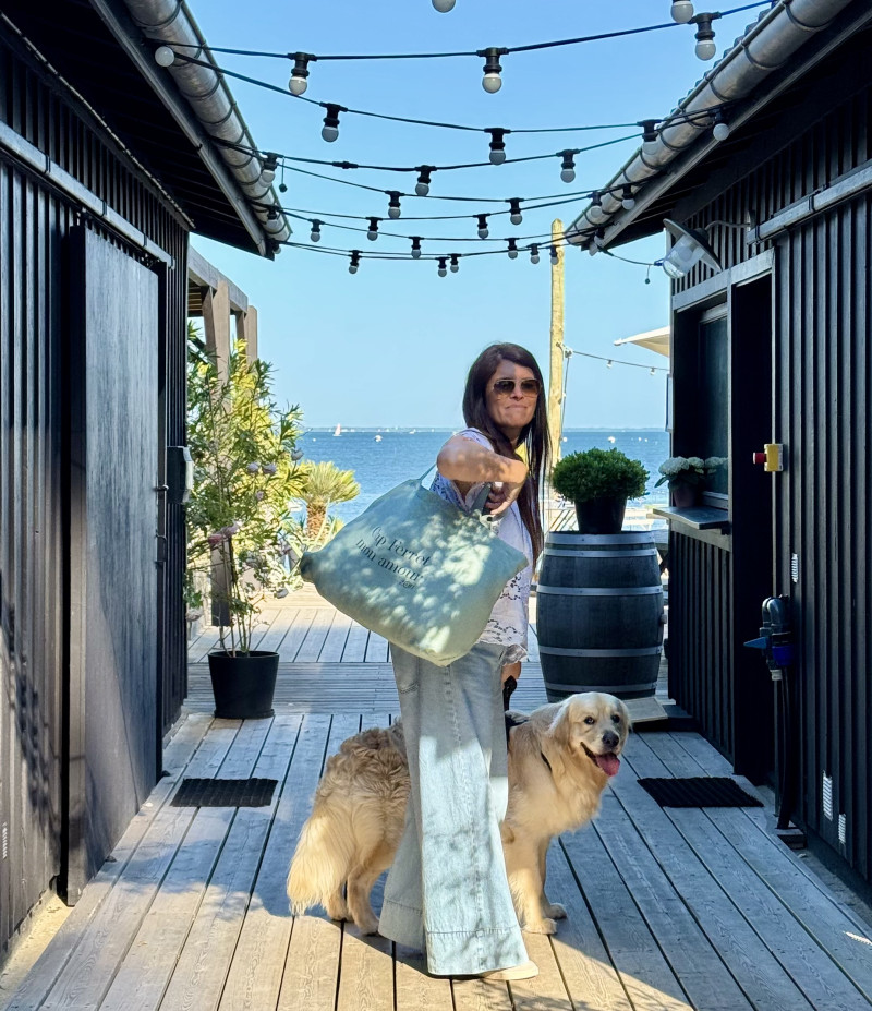 Cabas en lin "Cap Ferret Mon Amour"