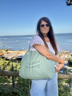 Cabas en lin "Cap Ferret Mon Amour"