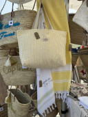 Fouta jaune en nid d'abeilles
