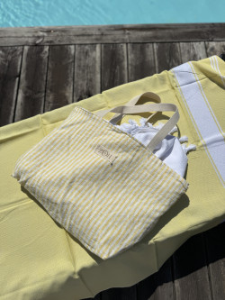 Fouta jaune en nid d'abeilles