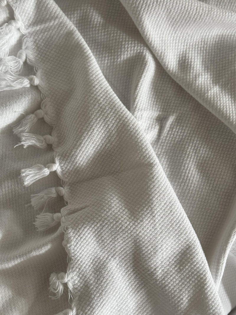 Serviette de Hammam en nid d'abeille blanche