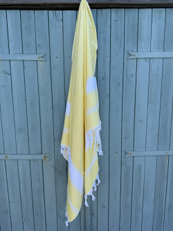 Fouta jaune en nid d'abeilles