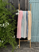 Drap de bain en gaze de coton / vichy rose