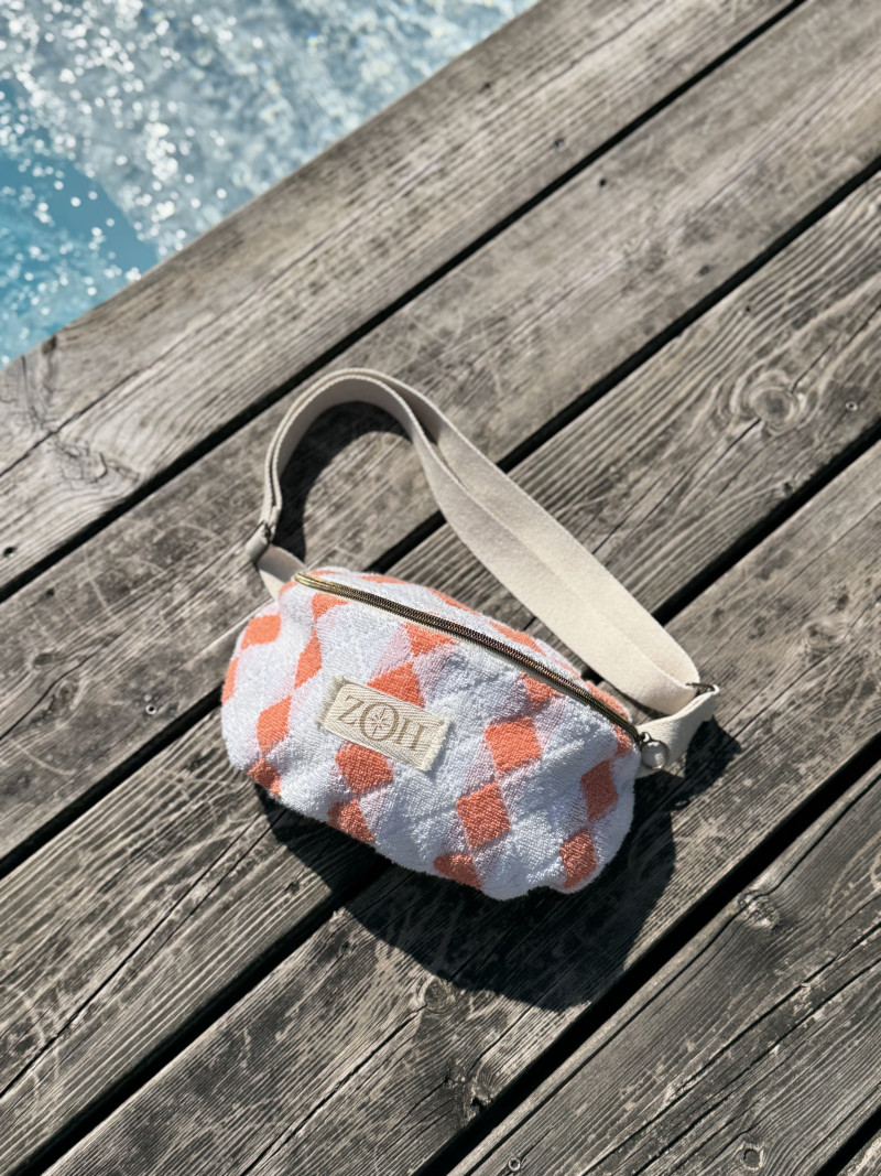 Sac banane éponge vintage corail
