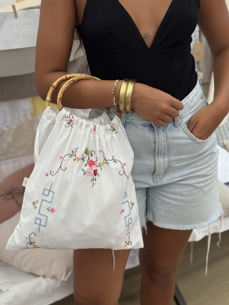Tote Bag en linge ancien/ Charlie