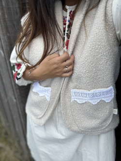 copy of Ecru Teddy fleece vest