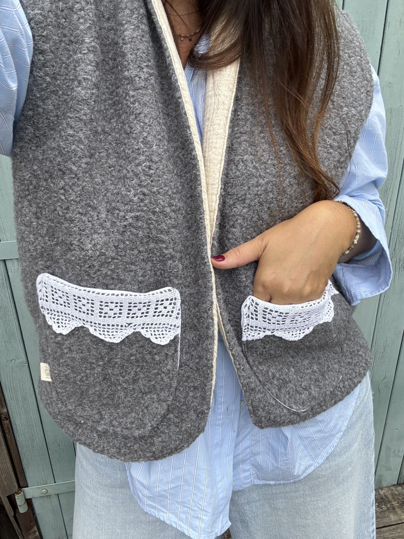 Veste bouclette Ninon grise