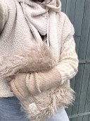 Large Barney Long-Pile Flat Clutch Beige