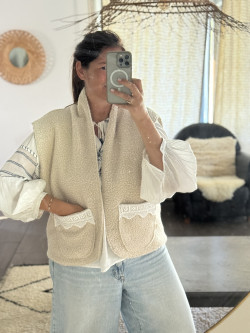 copy of Ecru Teddy fleece vest
