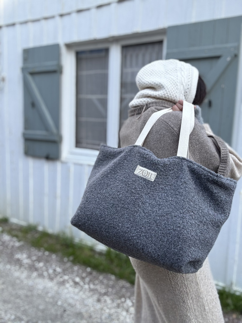 Ninon Grey Bouclé Tote Bag