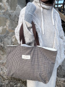 Giorgio Reversible Checkered/Sherpa Tote Bag