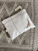 Embroidered Vintage Linen Pouch / Gina