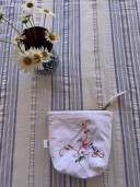 Chiara Embroidered Vintage Linen Clutch