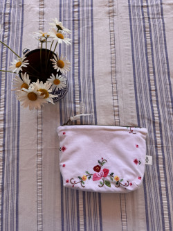 Caterina Embroidered Vintage Linen Pouch