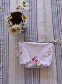 Caterina Embroidered Vintage Linen Pouch