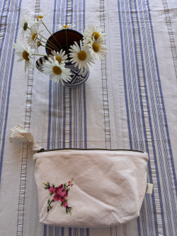 Francesca Embroidered Vintage Linen Pouch