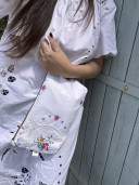 Embroidered Vintage Linen Clutch / Lily